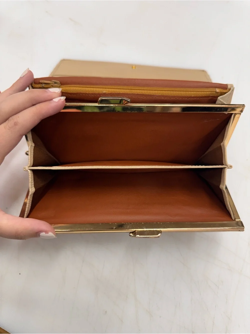 Vintage Pierre Cardin Tan Leather Slim Clutch Long Wallet
